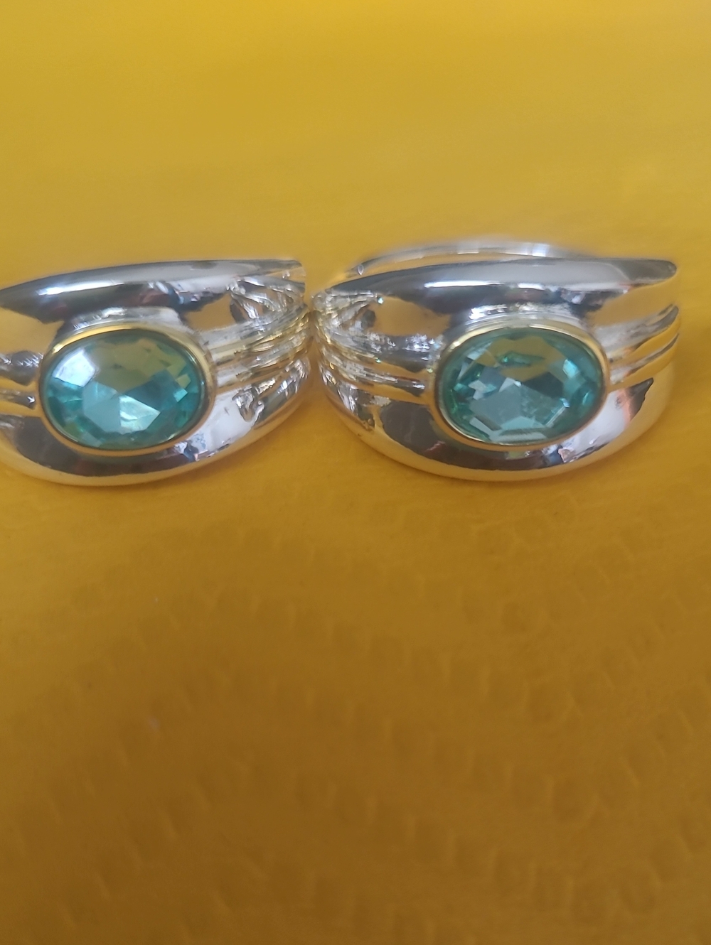 Silver Earrings with Teal Crystal Accent